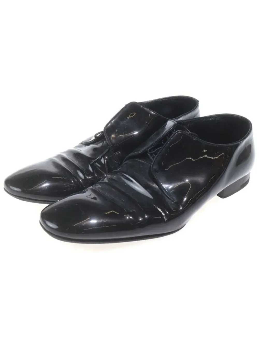 Louis Vuitton Vendome Line Derby Monogram Dress Shoes Business Enamel Black
